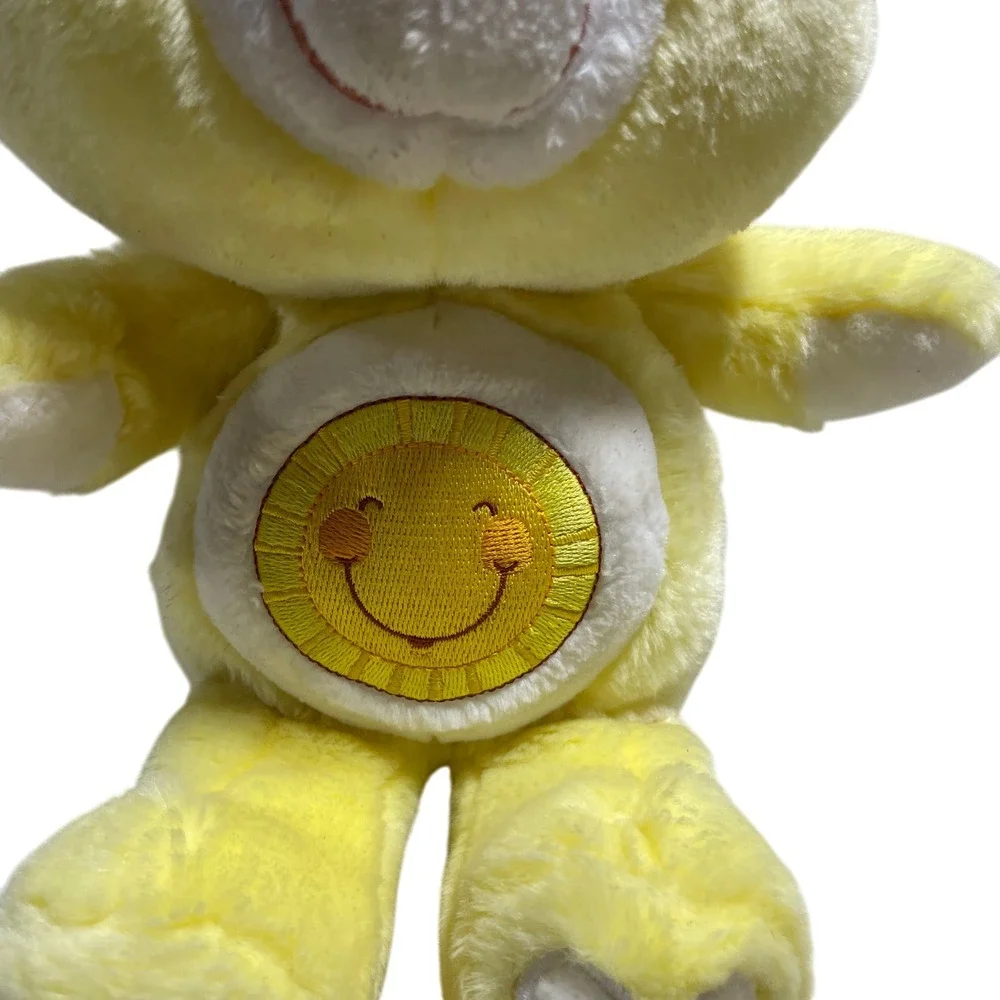 Care Bear Funshine Bear Yellow 2002 Smiling Sun Belly Badge 13
